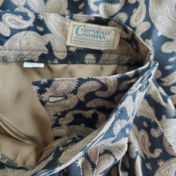 HELD Vintage 80's Tan & Black Paisley Midi Skirt - Picture 6 of 8